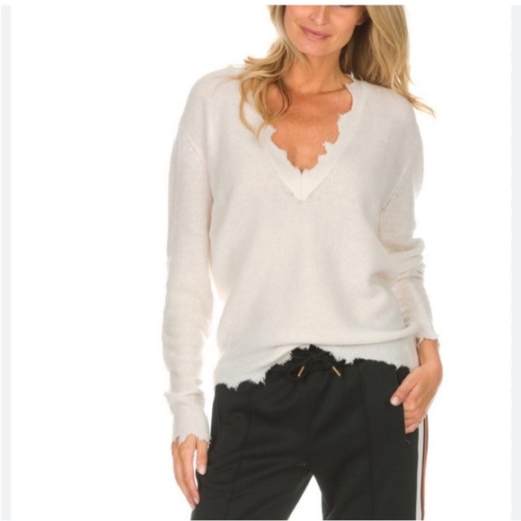 IRO Ivory white Distressed Boho Lace Sweater M - Picture 2 of 7